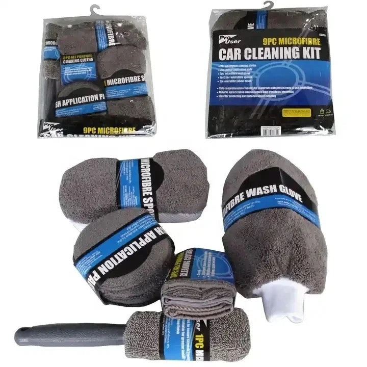 9 Pcs Microfiber Cleaning Kit - Premium Quality - - CarGuys Pakistan