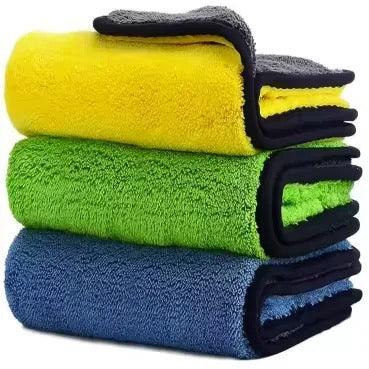 Premium 3Pcs 800GSM Double Sided Microfiber Cloth 40x40 - CarGuys Pakistan