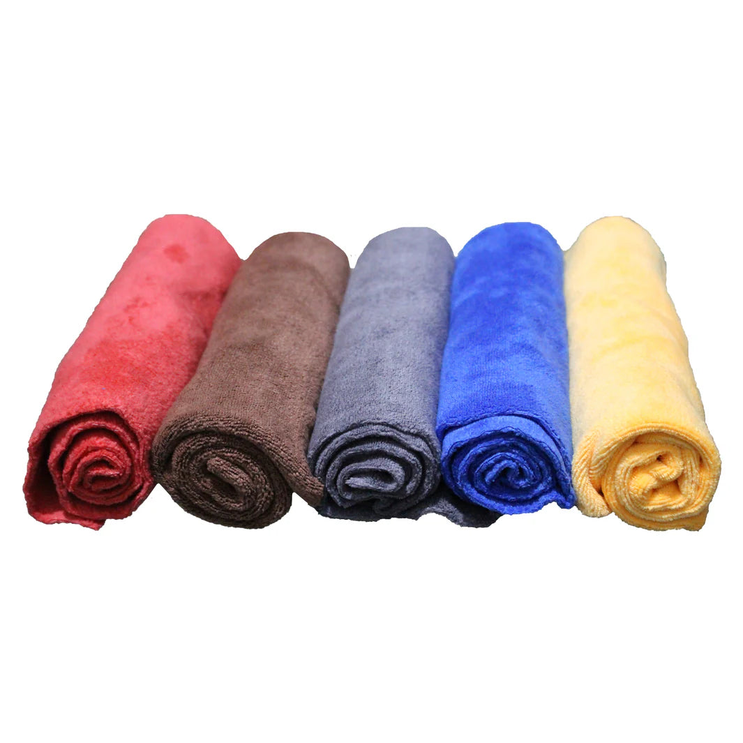 Bundle Of 5 Edgeless Premium Microfiber Towels - Multi Colors - Premium Top Quality- Drying Towel - CarGuys Pakistan