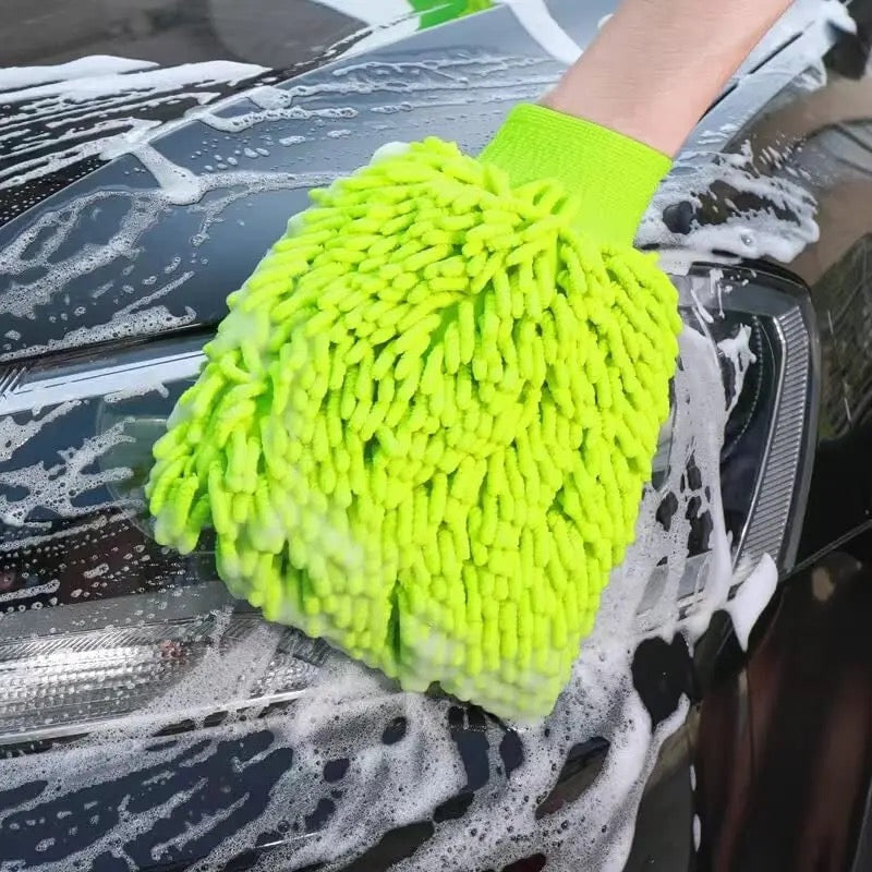 Premium Microfiber Noodle Mitt Wash Glove - Multi Color - Scratchless Wash - Top Quality - CarGuys Pakistan