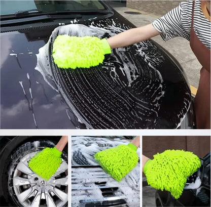 Premium Microfiber Noodle Mitt Wash Glove - Multi Color - Scratchless Wash - Top Quality - CarGuys Pakistan